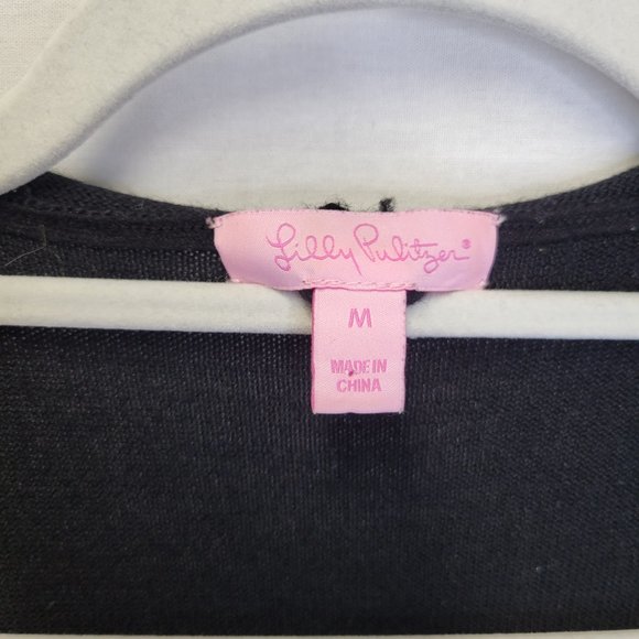 Lilly Pulitzer Women's Medium Sweater Dress Black Cream - Picture 5 of 6